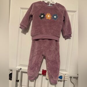 Cozy Kids Matching Set in Purple with Floral Design